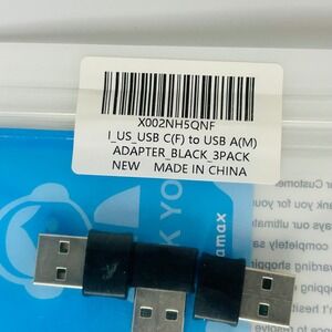 USB C to USB A Adapter ~Black~ 3 Pack ~New